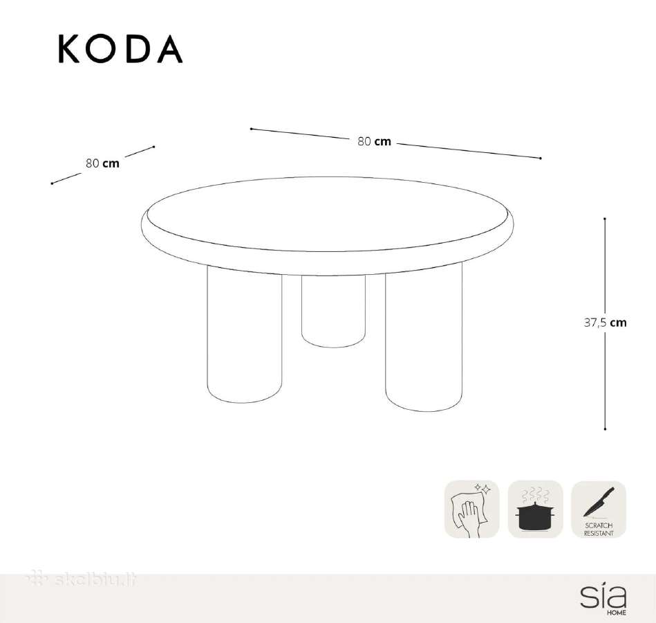 Sia Home. Kavos staliukas Koda – kreminė spalva - nuotraukos Nr. 4