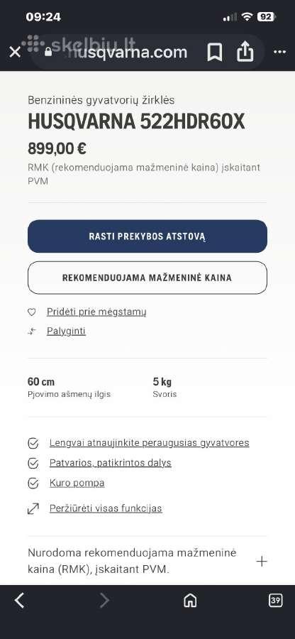 Husqvarna krumapjove - nuotraukos Nr. 2