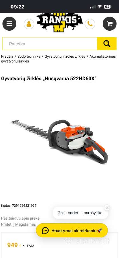 Husqvarna krumapjove - nuotraukos Nr. 3