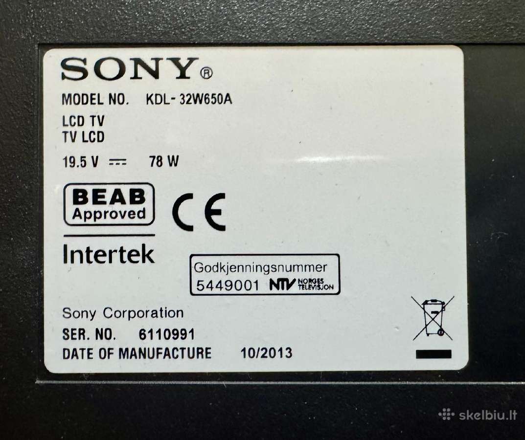 Televizorius Sony Kdl-32w650a, 32" - nuotraukos Nr. 2
