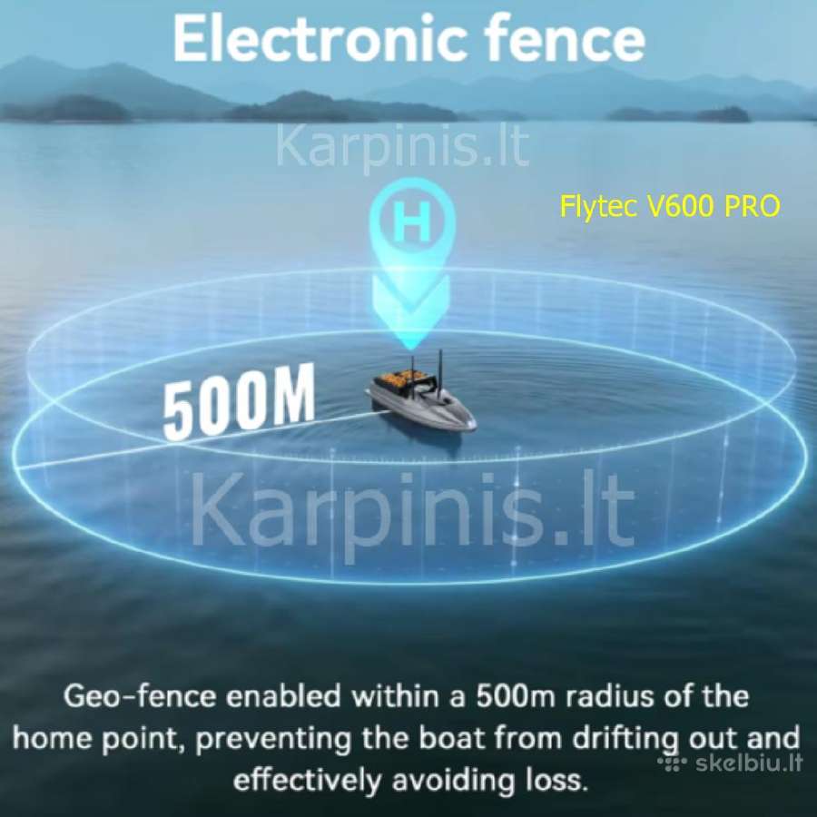 Flytec V600 Pro laivelis su GPS ir Echolotu 300 m - nuotraukos Nr. 19