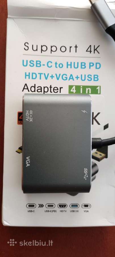 4-in-1 Usb-c į Hub Pd / Hdtv / Vga / Usb adapteris - nuotraukos Nr. 3