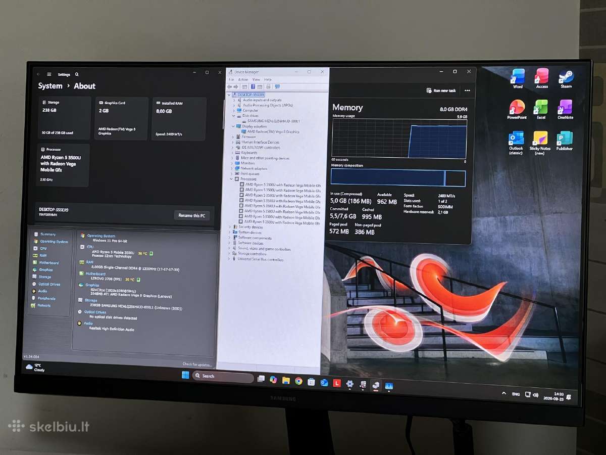 Parduodamas Thinkcentre komp. su Ryzen 5, Vega 8. - nuotraukos Nr. 3