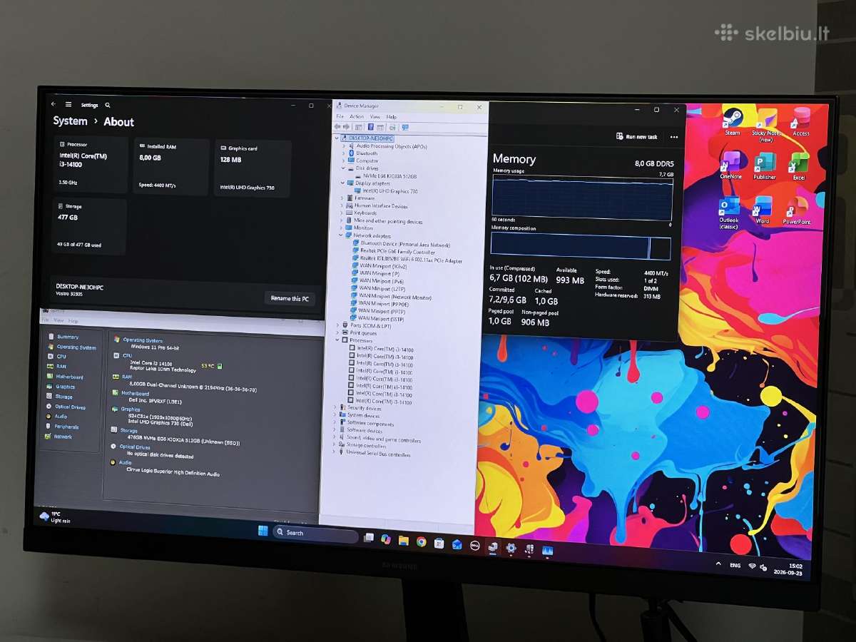 Parduodamas Dell Vostro 3030s su I3-14k, Ddr5. - nuotraukos Nr. 3