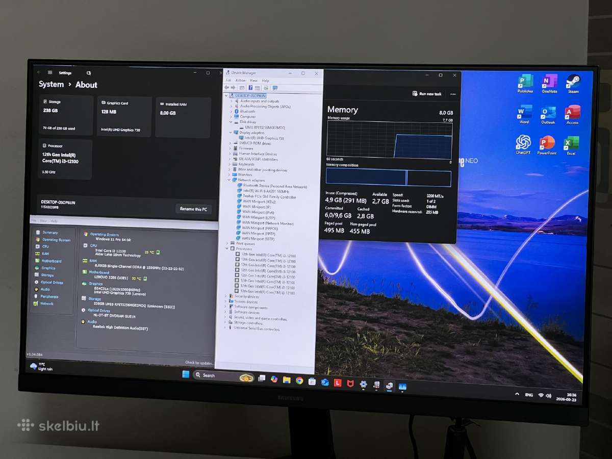 Parduodamas Thinkcentre Neo su I3-12k, 8gb/256gb. - nuotraukos Nr. 3