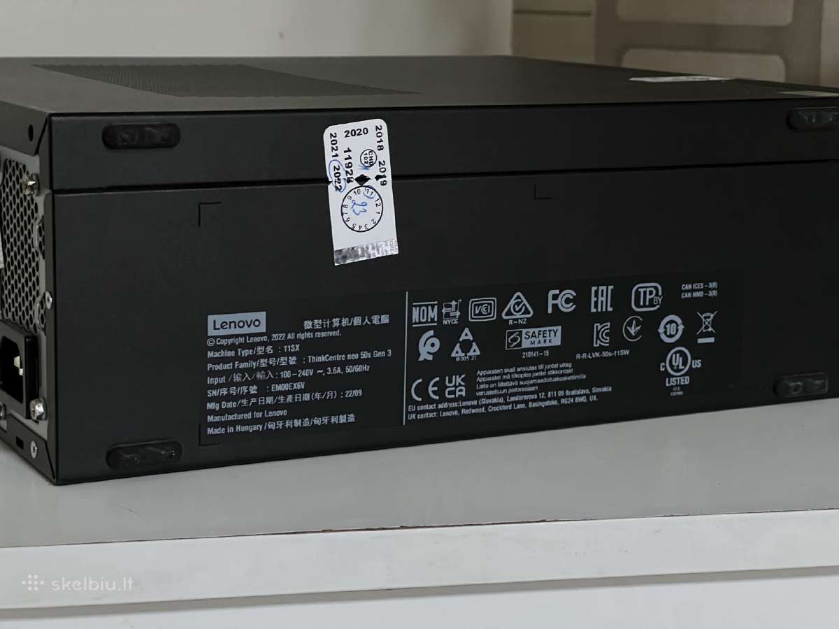 Parduodamas Thinkcentre Neo su I3-12k, 8gb/256gb. - nuotraukos Nr. 7