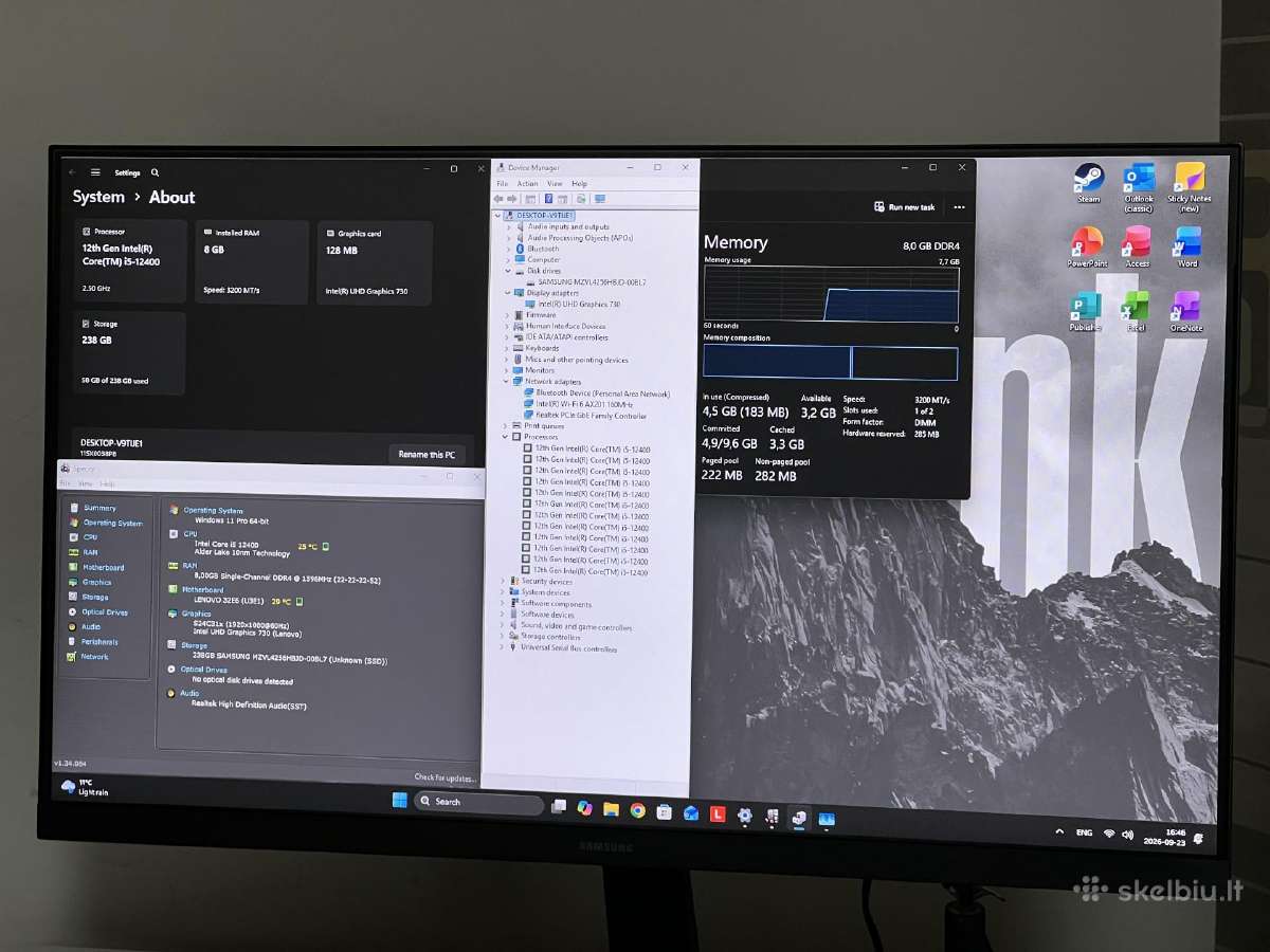Parduodamas Thinkcentre Neo su I5-12k, 8gb/256gb. - nuotraukos Nr. 3