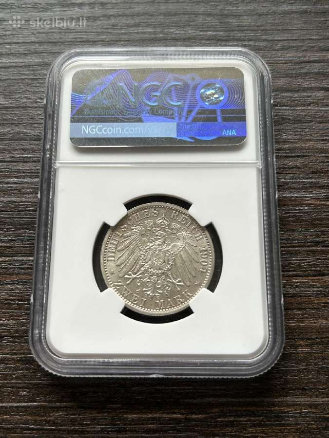 Vokietija 2 markes 1904 Hesse Ngc Ms64 - nuotraukos Nr. 2