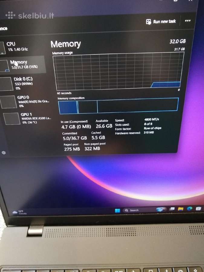 P16s i7-1360p/32gb ddr5/500/a500 - nuotraukos Nr. 7