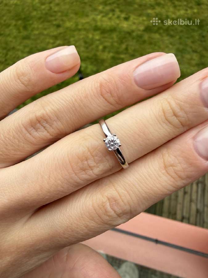 Sova balto aukso žiedas su natūraliu 0,32 ct deima - nuotraukos Nr. 2