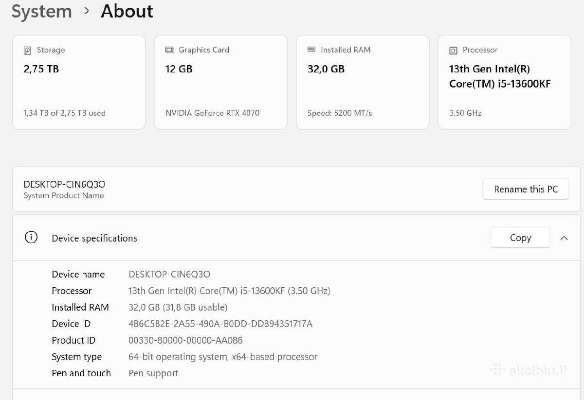 Rtx 4070 12gb/i5-13600kf/32gb/2tb kompiuteris - nuotraukos Nr. 7