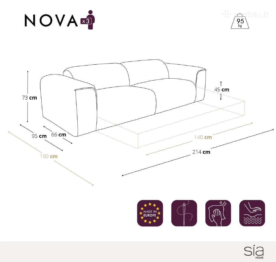 Sia home. Išskleidžiama sofa Nova – smėlio spalva. - nuotraukos Nr. 7