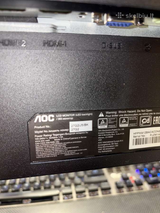 Aoc 27g2u5/bk - nuotraukos Nr. 2