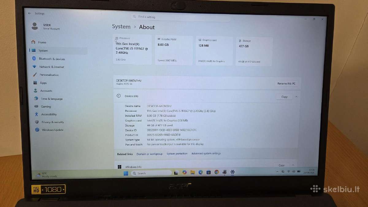 Acer Aspire 5 A515-56 i5-1135g7 8gb 512gb - nuotraukos Nr. 8