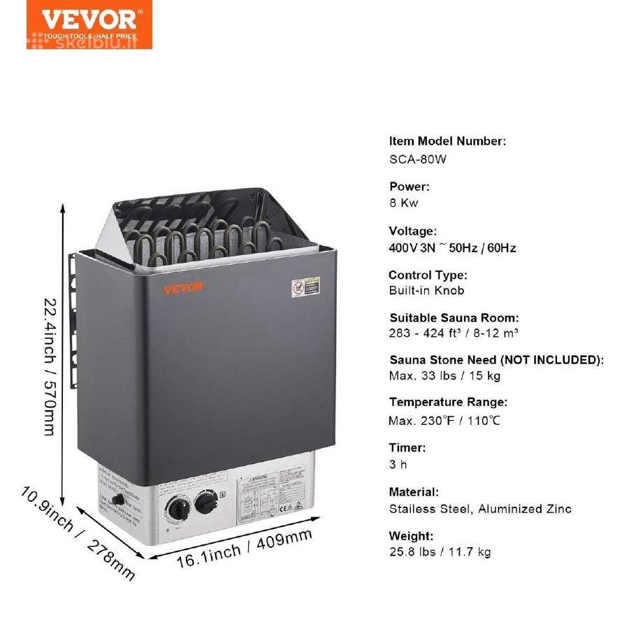8kw elektrinė pirties krosnelė su valdymu - nuotraukos Nr. 3