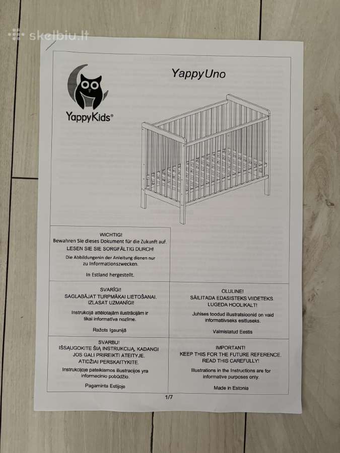 Yappy Uno balta lovytė 12060 + Milli čiužinys - nuotraukos Nr. 4