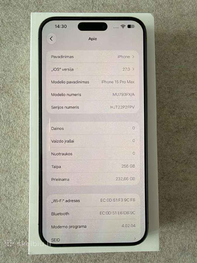 iPhone 15 Pro Max Natural Titanium 256gb - nuotraukos Nr. 8