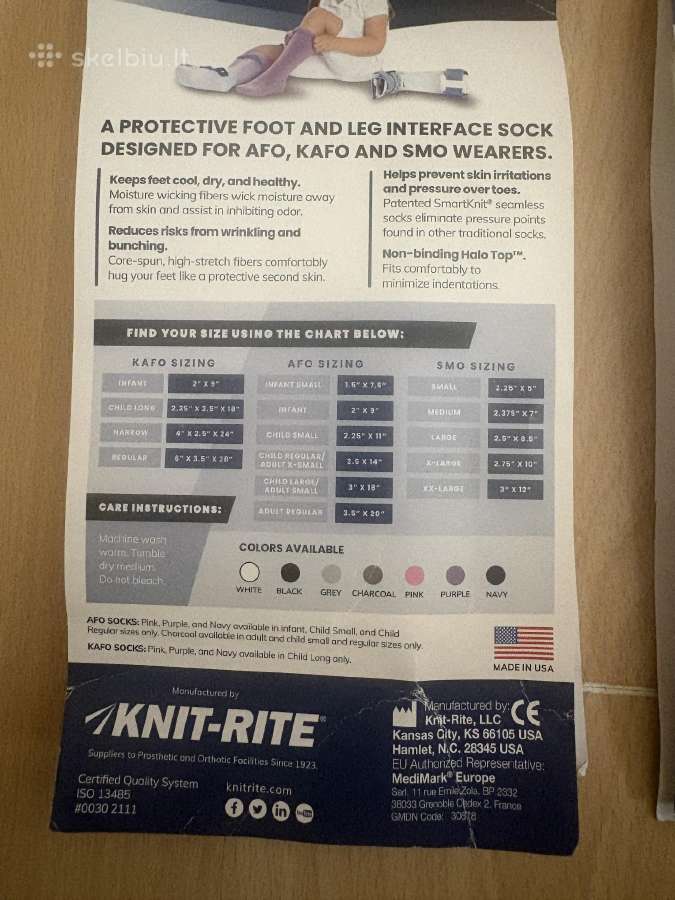 Naujos besiūlės kojinės įtvarams Smartknit Kafo, S - nuotraukos Nr. 3