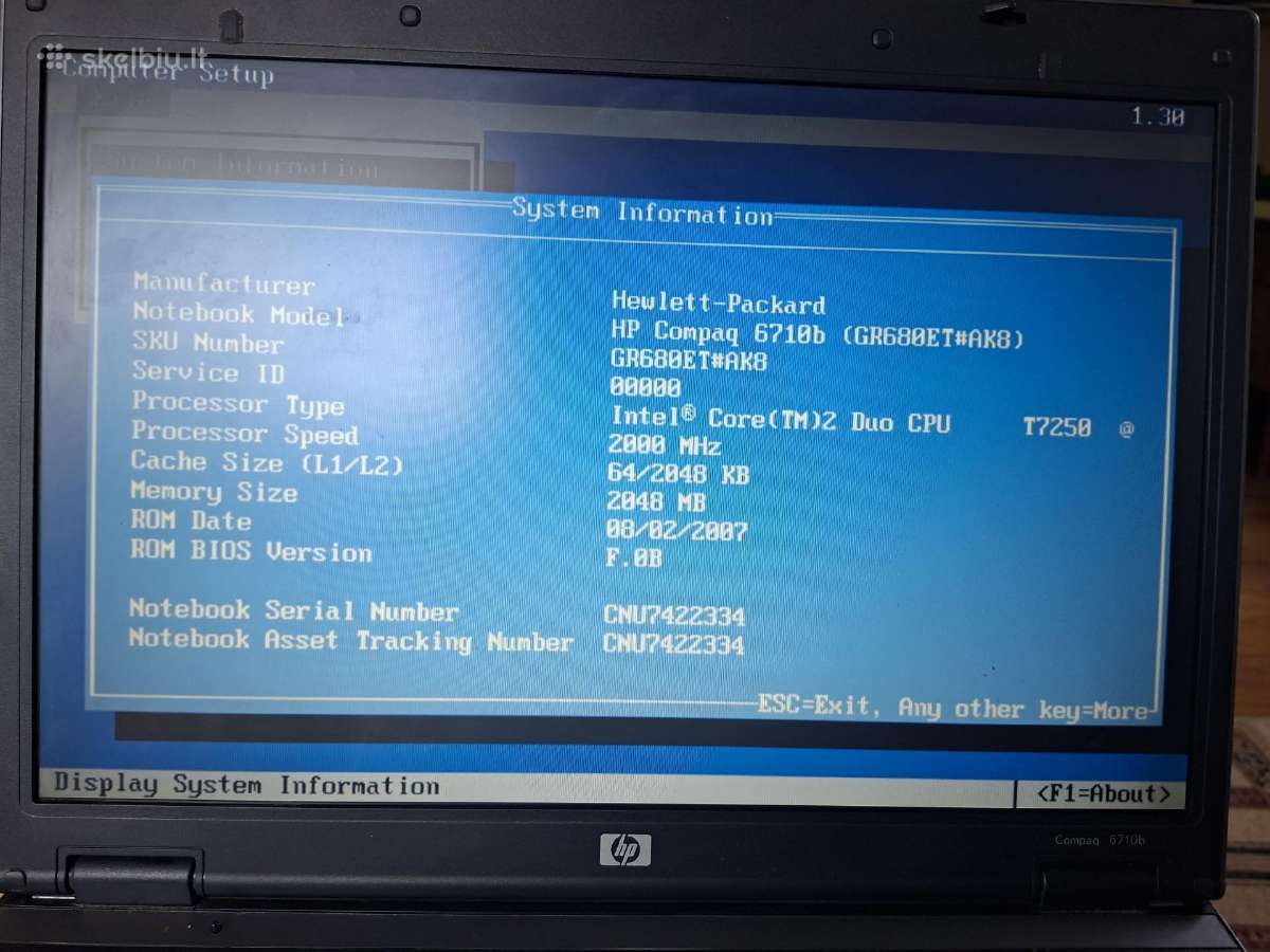 Hp Compaq 6710b auto-diagnostikai - nuotraukos Nr. 10