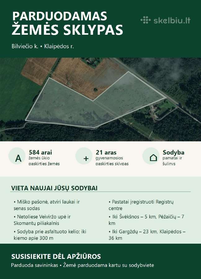 Parduodu 584 a. ž.ū. paskirties žemę su sodybviete - nuotraukos Nr. 2