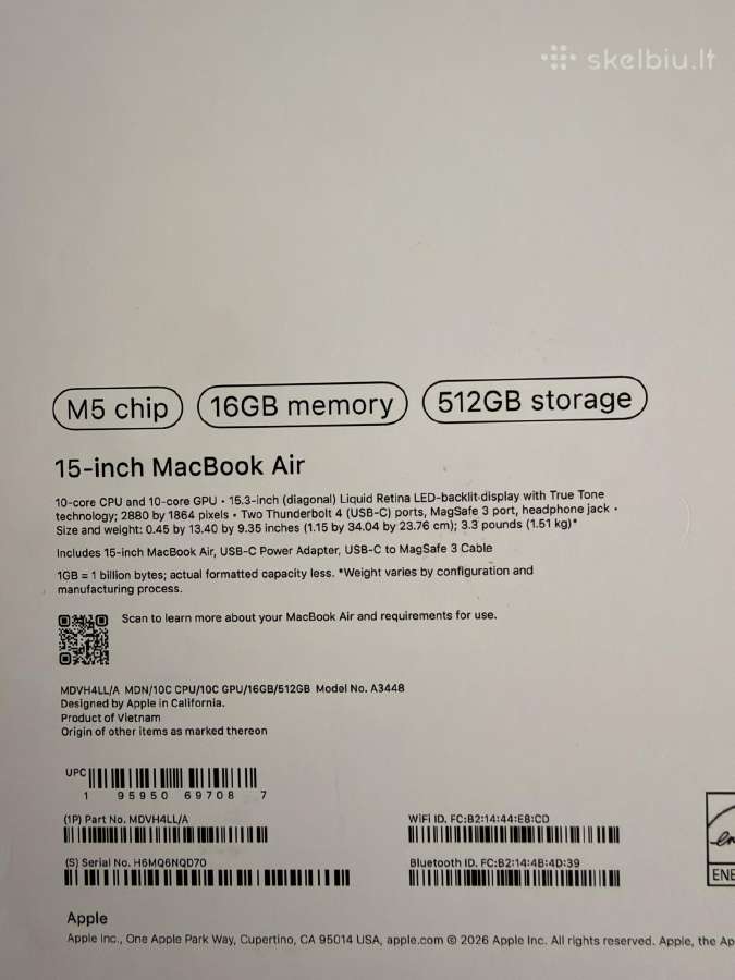 2026m Apple MacBook Air 15 M5 - nuotraukos Nr. 7