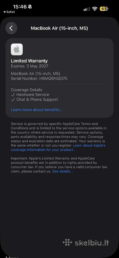 2026m Apple MacBook Air 15 M5 - nuotraukos Nr. 8
