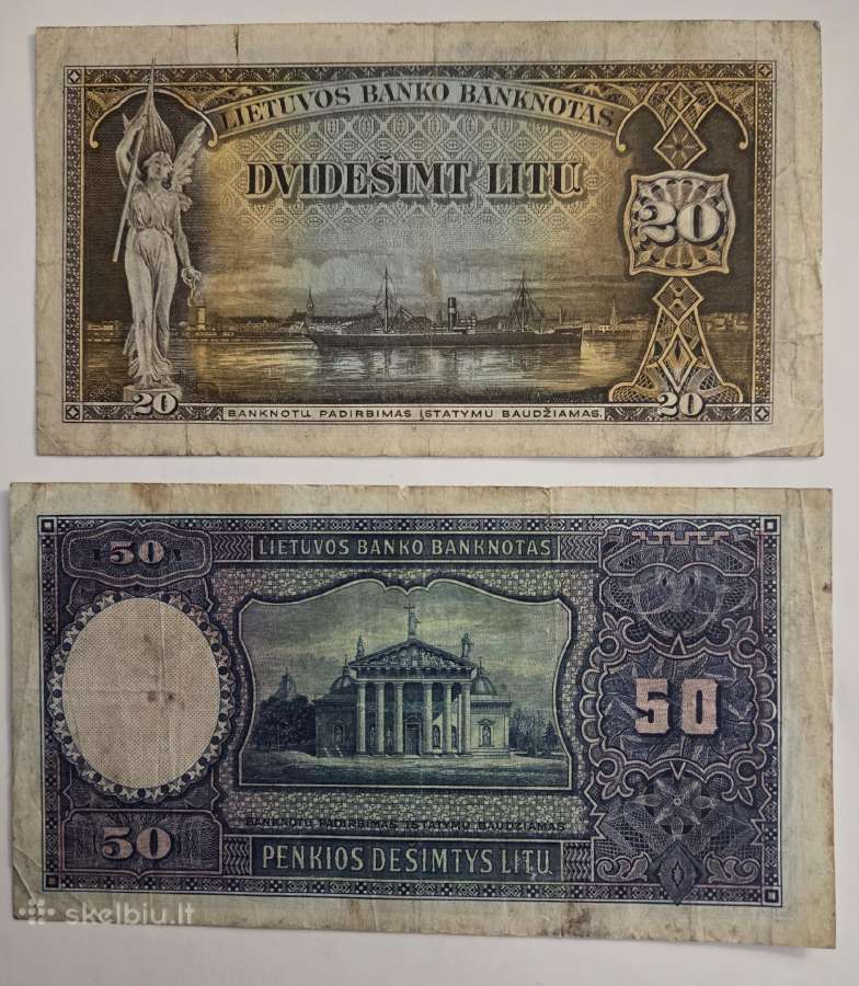 20 Litų 1930 m ir 50 Litų 1928 m - nuotraukos Nr. 2