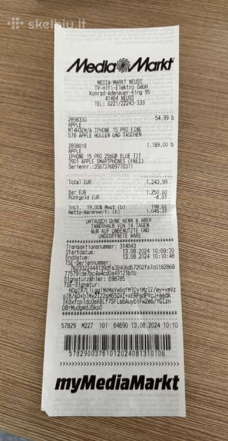 iPhone 15 Pro 256 Blue Titanium - nuotraukos Nr. 11
