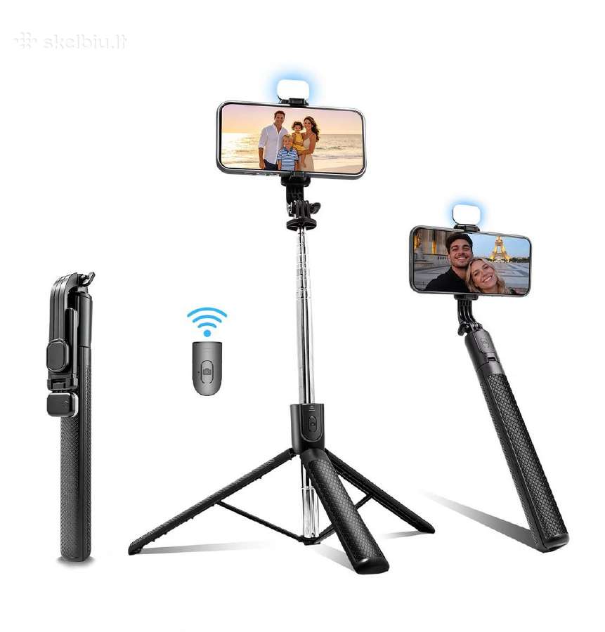 Asmenukių selfie lazda su stovu, LED apšvietimu - nuotraukos Nr. 8