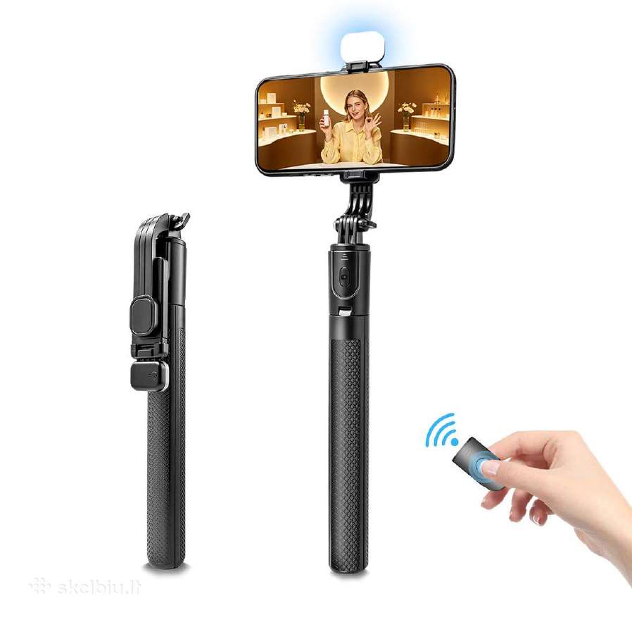 Asmenukių selfie lazda su stovu, LED apšvietimu - nuotraukos Nr. 9