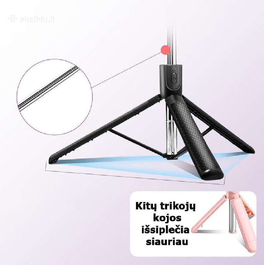 Asmenukių selfie lazda su stovu, LED apšvietimu - nuotraukos Nr. 11