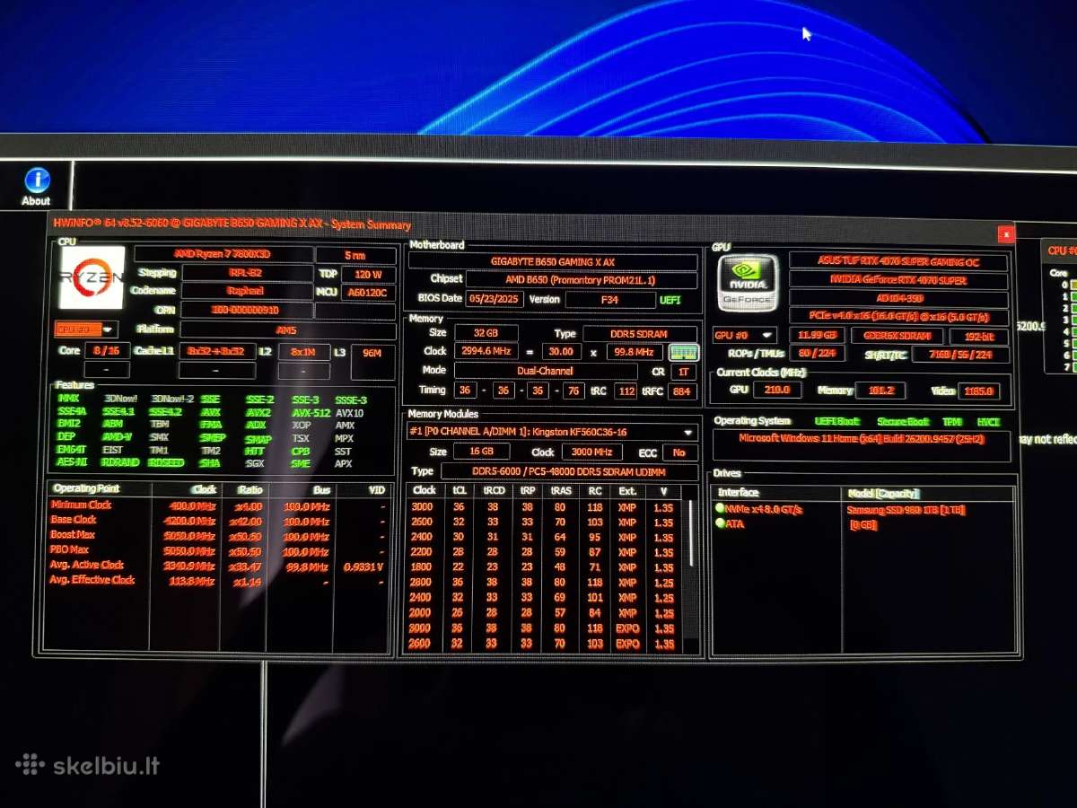 Ryzen 7 7800x3d + Rtx 4070 S + 32gb + 1tb - nuotraukos Nr. 3