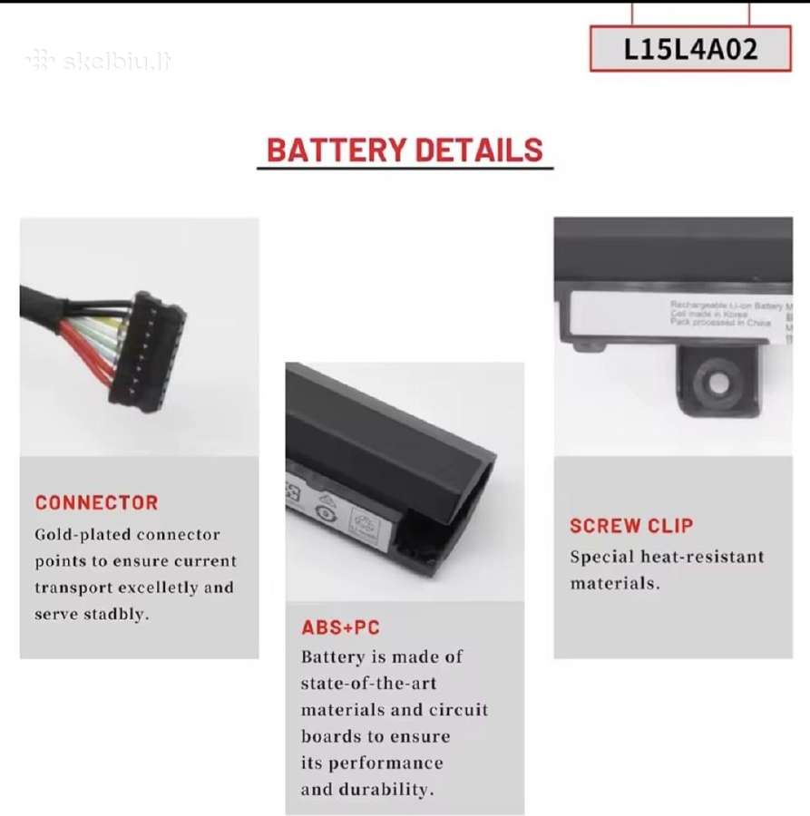 Nauja Lenovo baterija L15l4a02 14.4v 32w - nuotraukos Nr. 4