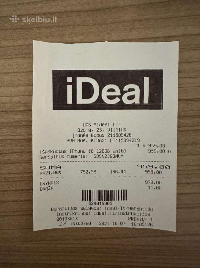 iPhone 16 128gb + ideal garantija - nuotraukos Nr. 4