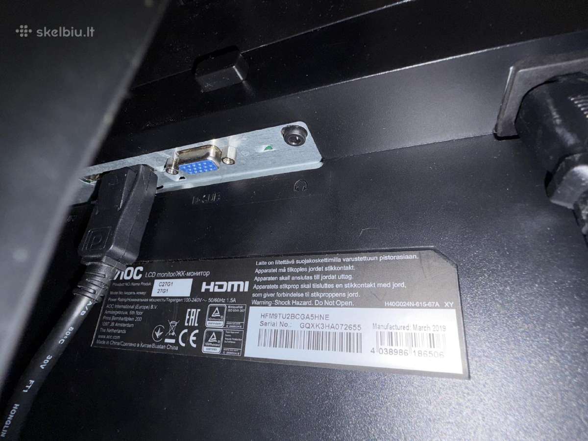 Parduodu Aoc C27g1 27 lenktą žaidimų monitorių - nuotraukos Nr. 6