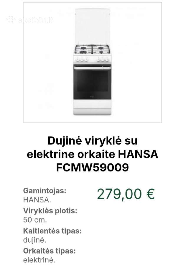 Parduodu dujinę viryklę su elektrine orkaite - nuotraukos Nr. 2