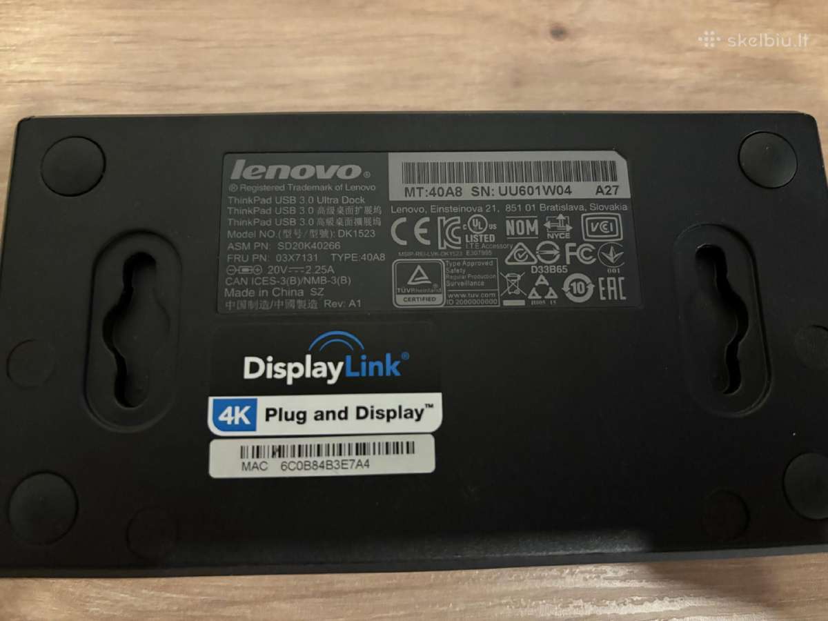 Lenovo Dk1523 replikatorius, stotelė, docking. - nuotraukos Nr. 4