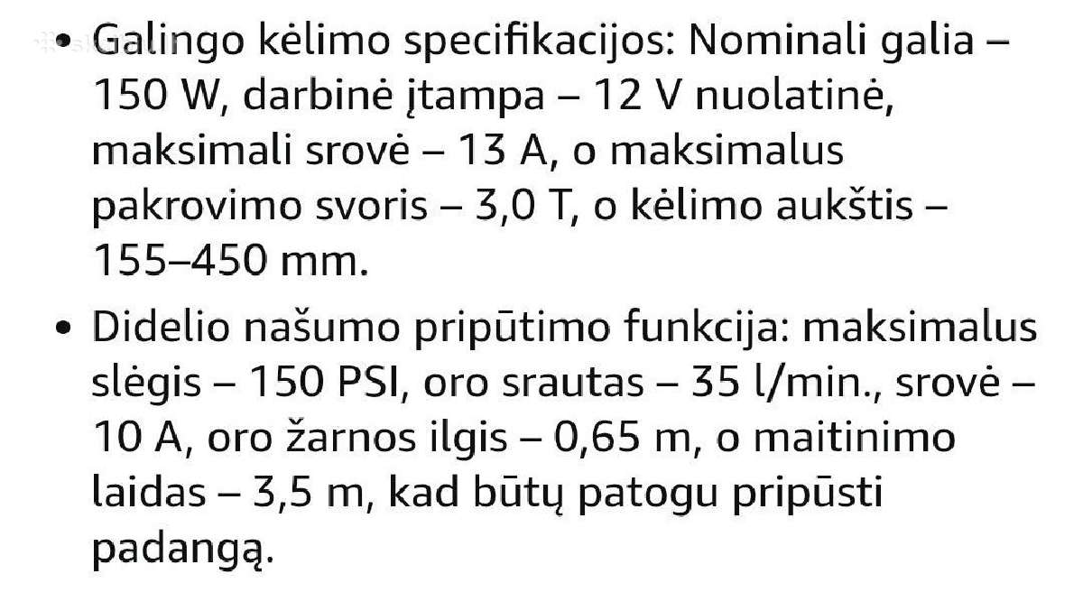 Elektrinis 12v hidraulinis automobilių domkratas - nuotraukos Nr. 5
