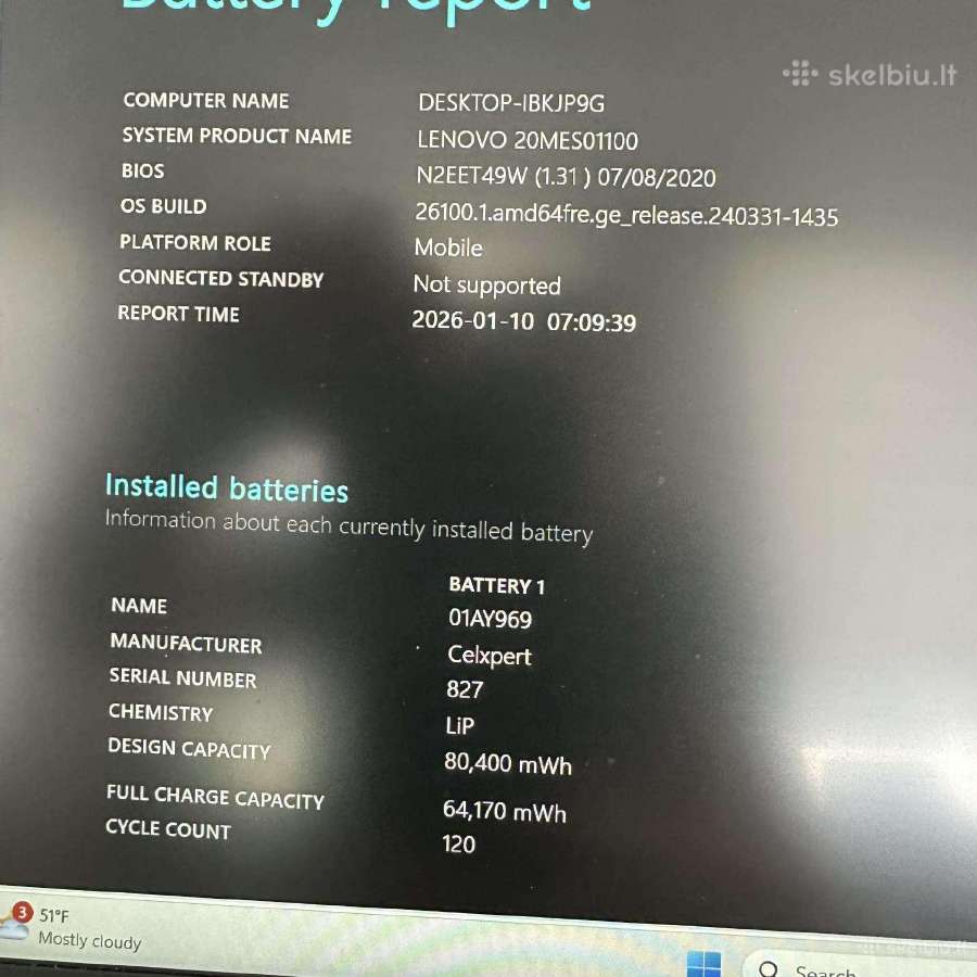 Lenovo Thinkpad P1 G1 I7 256gb SSD, T1000 15.6 Fhd - nuotraukos Nr. 13