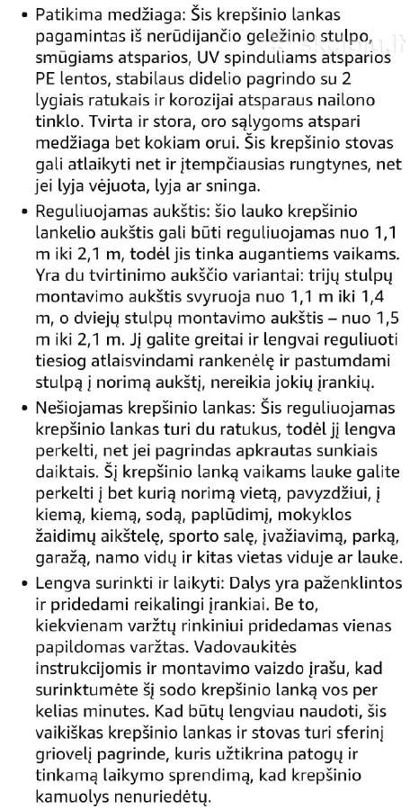 Reguliuojamas krepšinio stovas 1,1-2,1 m - nuotraukos Nr. 5