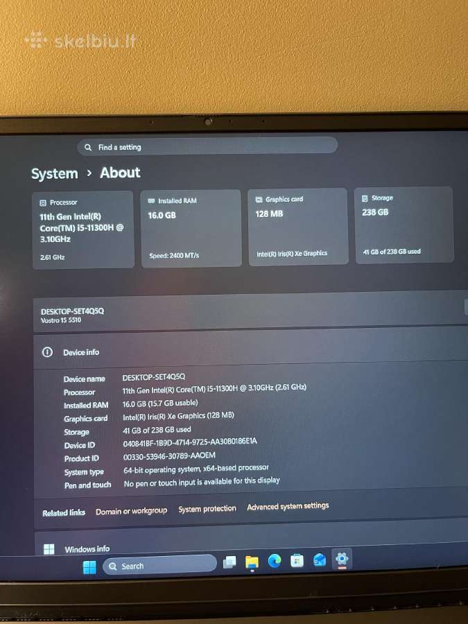 Dell / i5-11300h / 16gb RAM / 256gb - nuotraukos Nr. 3