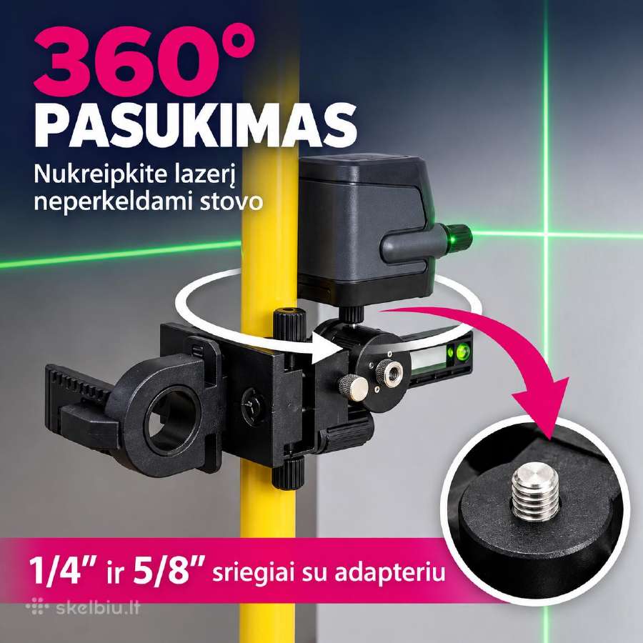 Teleskopinis stovas nivelyrui - nuotraukos Nr. 4