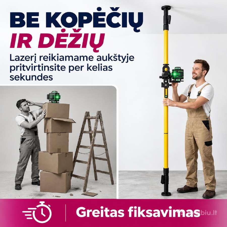 Teleskopinis stovas nivelyrui - nuotraukos Nr. 5