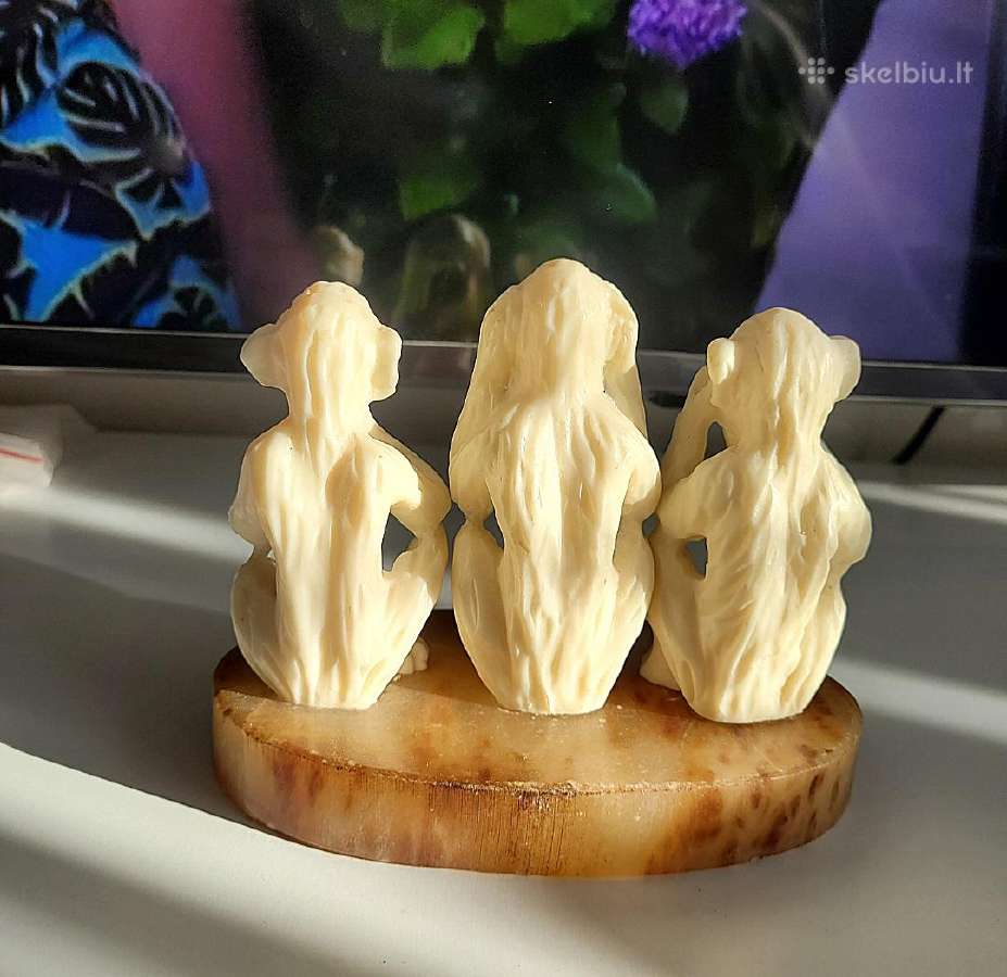 Beždžionėlių trio skulptūrėlė - nuotraukos Nr. 3