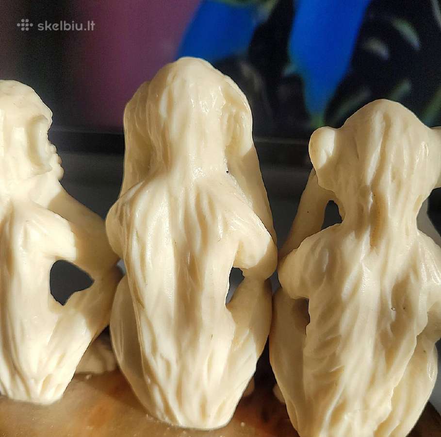 Beždžionėlių trio skulptūrėlė - nuotraukos Nr. 5