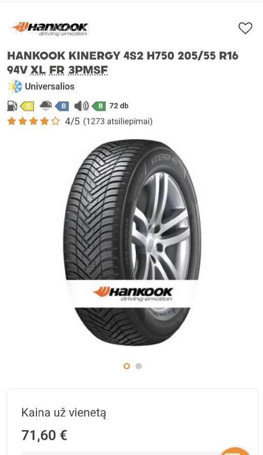 Padangos hanhook kinergy r16, pirelli r17 - nuotraukos Nr. 5