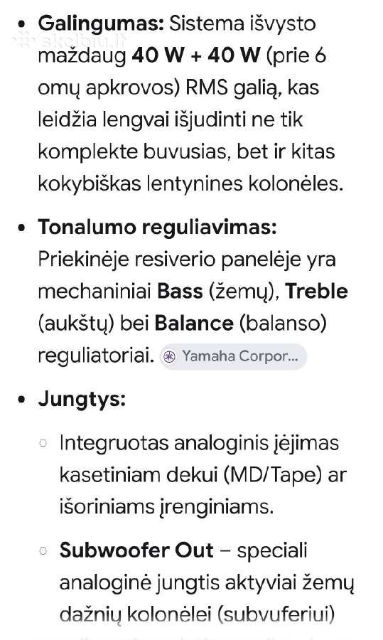 Yamaha stiprintuvas, CD grotuvas, kolonėlės - nuotraukos Nr. 11