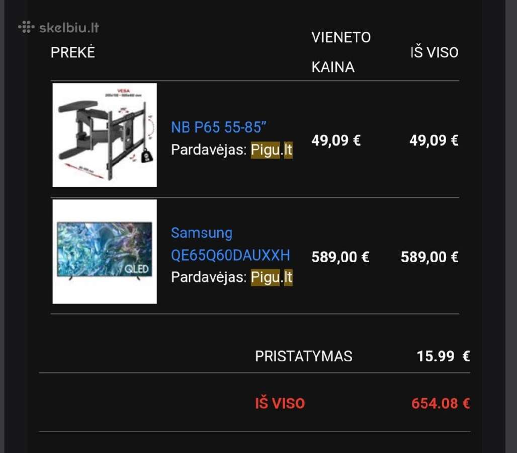 Samsung 65 Qled televizorius + TV laikiklis - nuotraukos Nr. 3