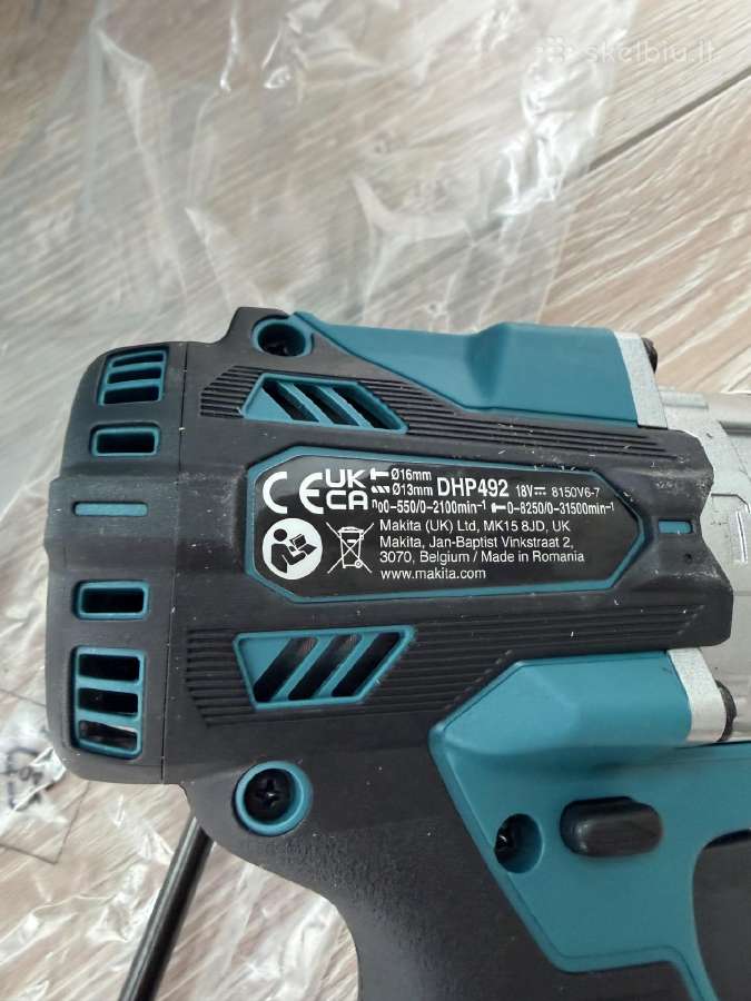 Akumuliatorinis smūginis gręžtuvas Makita Dhp492z - nuotraukos Nr. 6