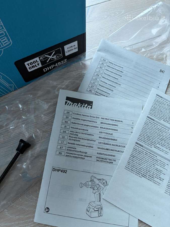 Akumuliatorinis smūginis gręžtuvas Makita Dhp492z - nuotraukos Nr. 13